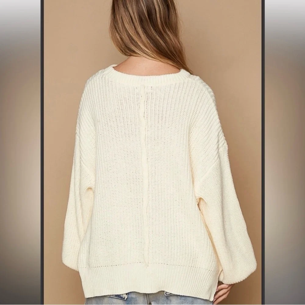 POL Cream Sweater with Green Peace Sign - Picture 4 of 8